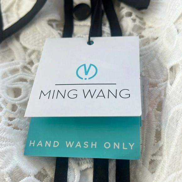 Ming Wang Sz S magnificent openwork white/black trim lace jacket Heritage lovely - Picture 15 of 15